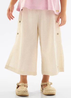 Up Baby - Calça Pantacourt em Viscose e Linho Bege - UP BABY