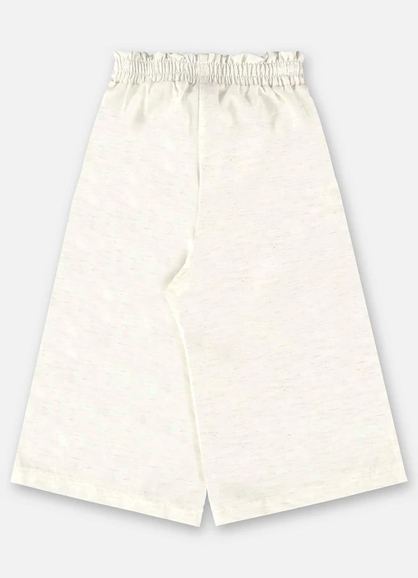 Up Baby - Calça Pantacourt em Viscose e Linho Bege 4