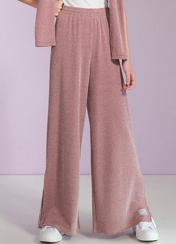 I Am - Calça Pantalona Listrada Rosa