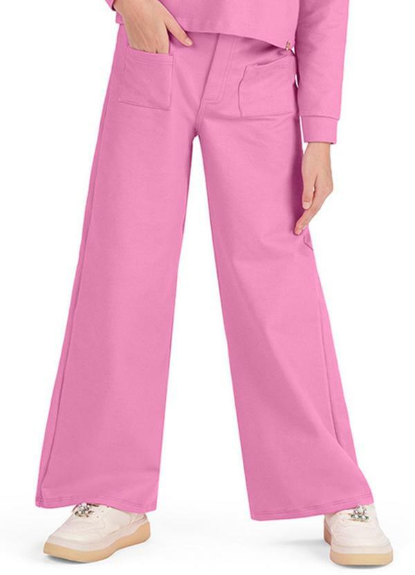 Alenice - Calça Pantalona Menina Rosa 