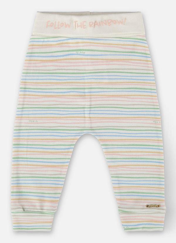 Up Baby - Calça para Bebê Menina em Suedine Bege