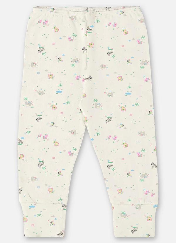 Up Baby - Calça para Bebê Menina em Suedine Bege