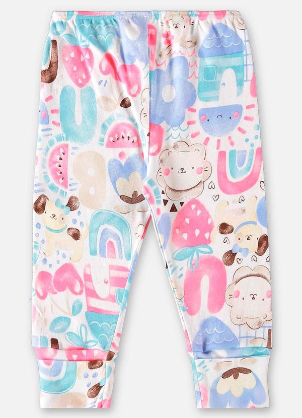 Up Baby - Calça para Bebê Menina em Suedine Branco 2