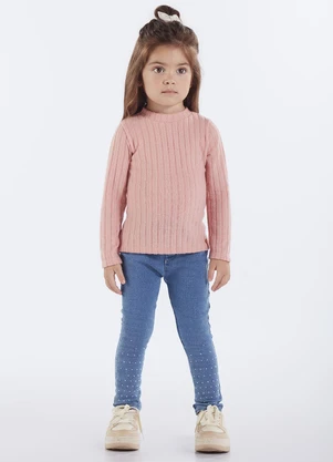 Pulla Bulla - Calça Primeiros Passos Menina Jeans Moletom Azul - PULLA BULLA