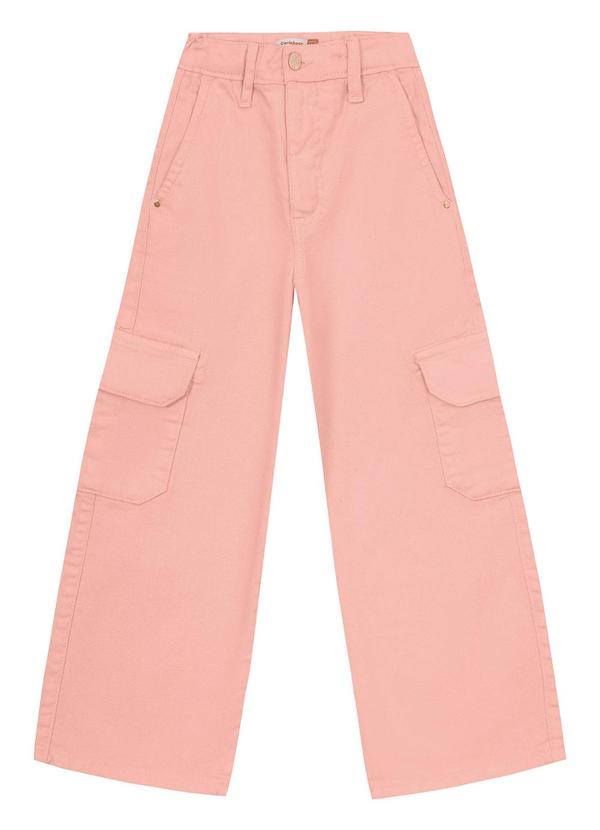 Carinhoso - Calça Rosê Wide Leg em Sarja Menina