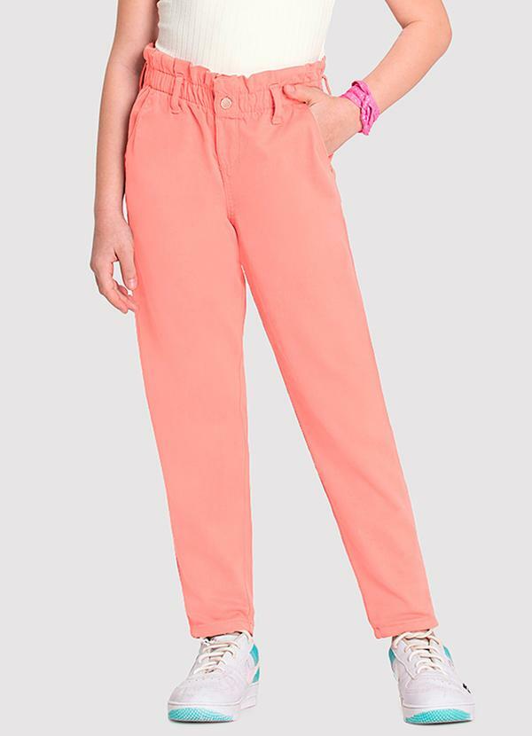 Alakazoo - Calça Sarja Infantil Menina Mommy Rosa