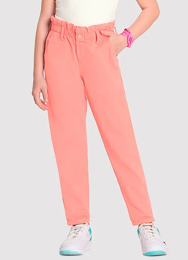 Alakazoo - Calça Sarja Infantil Menina Mommy Rosa