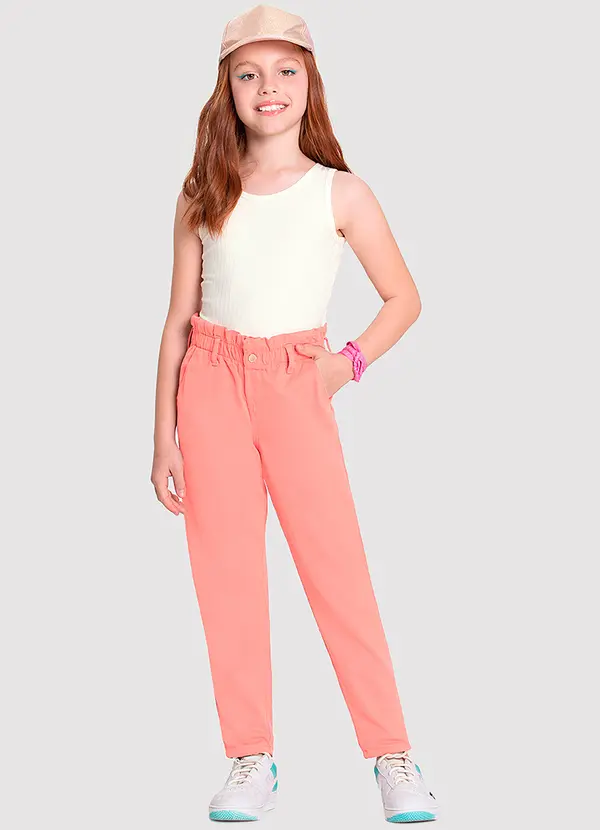 Alakazoo - Calça Sarja Infantil Menina Mommy Rosa 3