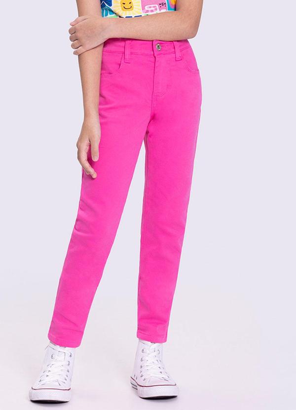 Alakazoo - Calça Sarja Skinny Infantil Menina Rosa