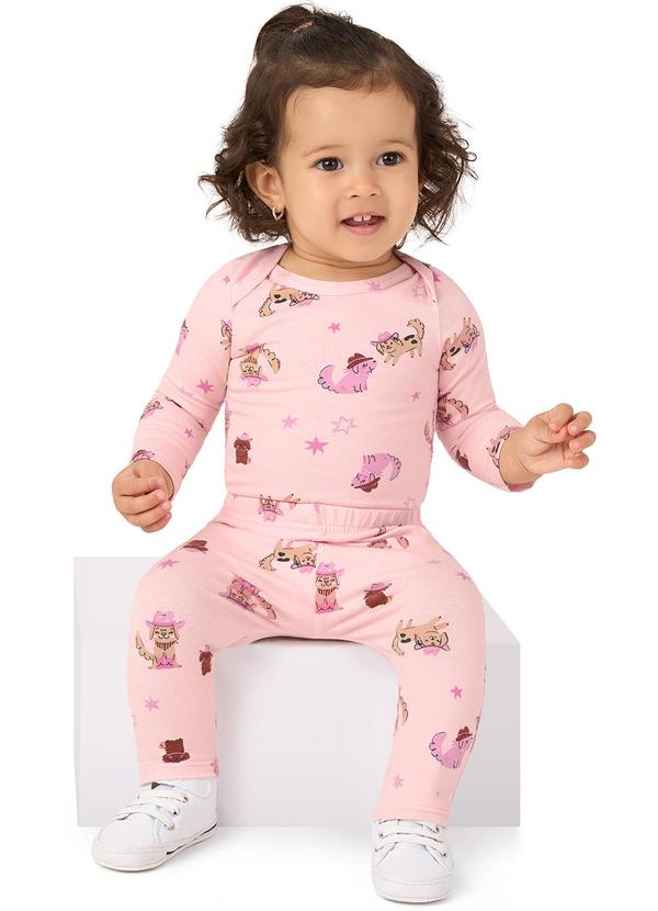 Malwee Kids - Calça Saruel Cachorrinhos Country Rosa