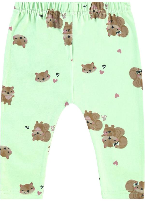 Malwee Kids - Calça Saruel Esquilos Menina Verde 1