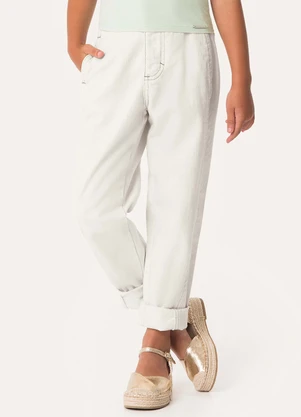 Carinhoso - Calça Slouchy Sarja Menina Off White - CARINHOSO
