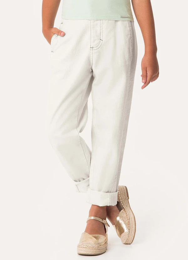Carinhoso - Calça Slouchy Sarja Menina Off White