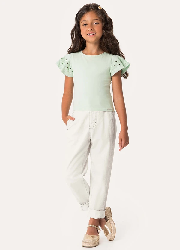 Carinhoso - Calça Slouchy Sarja Menina Off White 2