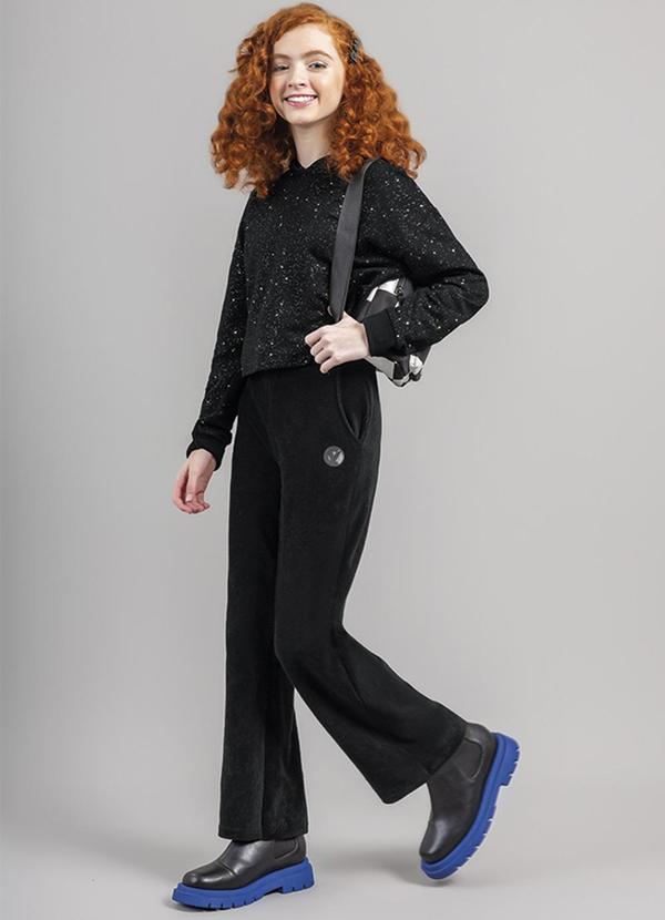 Young Class - Calça Teen Menina em Veludo Preto 2