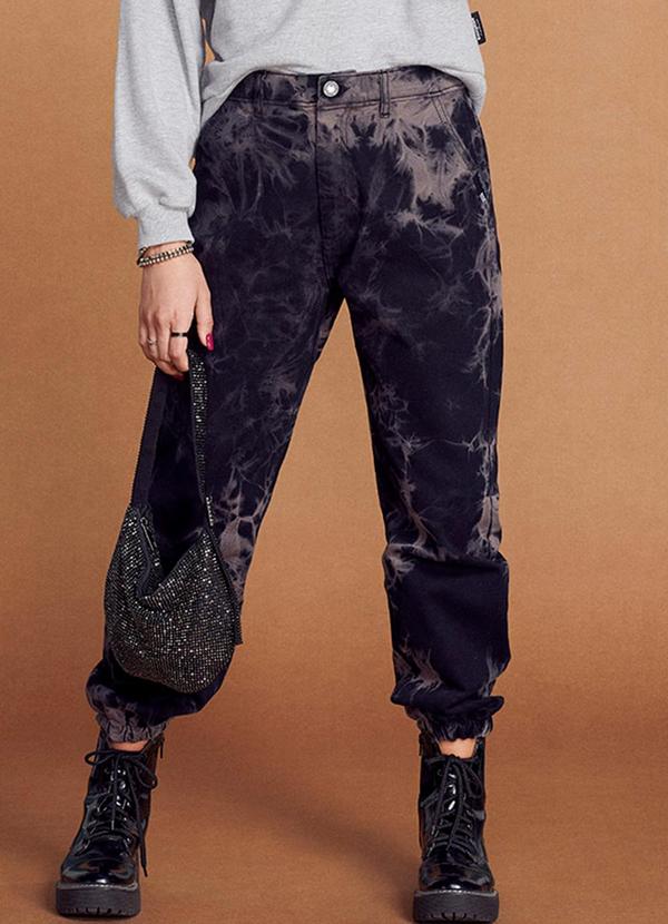 Authoria - Calça Tie-Dye de Sarja Preto