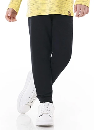 Marlan - Calça Unissex em Moletom Felpado Preto - MARLAN