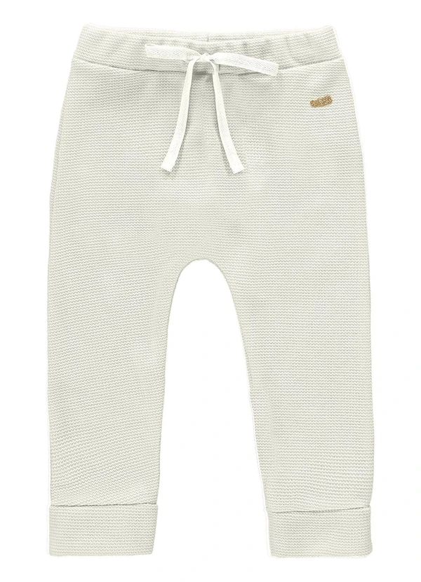 Marlan - Calça Unissex Malha Tricot Felpado Baby Bege 1