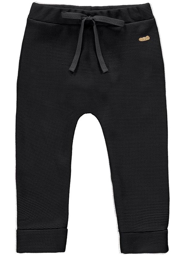 Marlan - Calça Unissex Malha Tricot Felpado Baby Preto