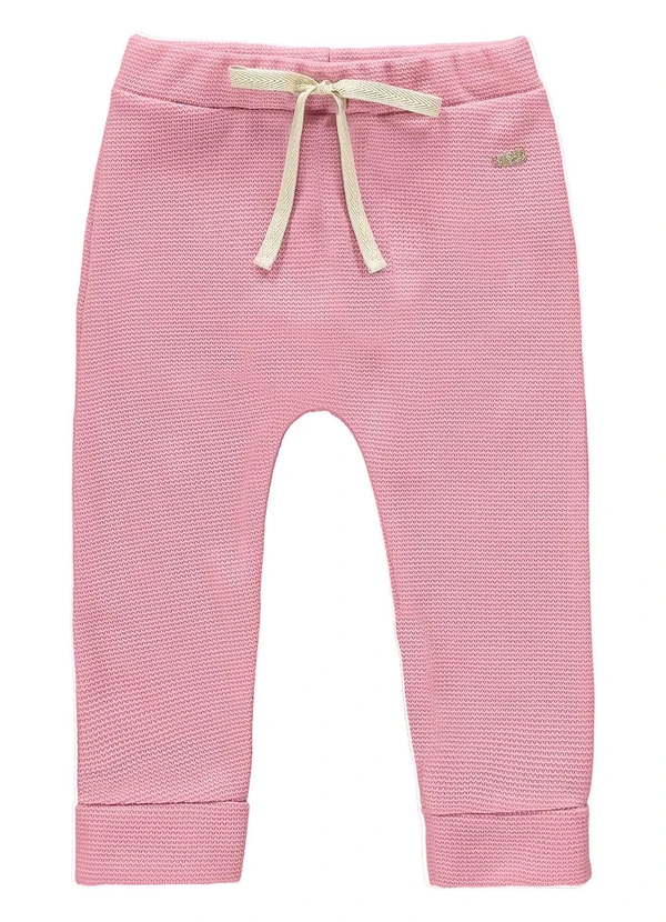 Marlan - Calça Unissex Malha Tricot Felpado Baby Rosa 1