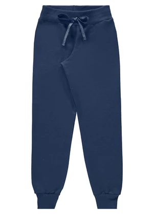 Marlan - Calça Unissex Moletom Liso com Punho Azul - MARLAN