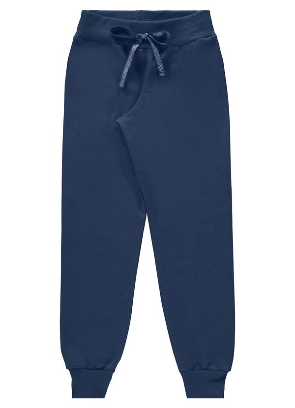 Marlan - Calça Unissex Moletom Liso com Punho Azul 1