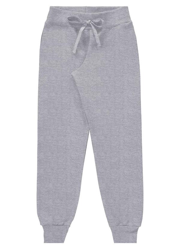 Marlan - Calça Unissex Moletom Liso com Punho Cinza