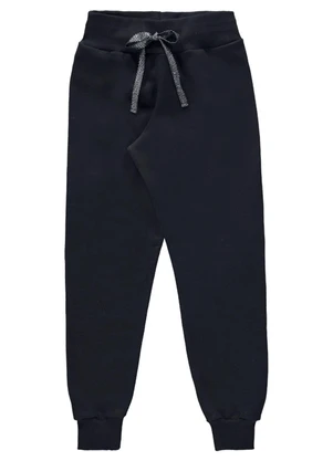 Marlan - Calça Unissex Moletom Liso com Punho Preto - MARLAN