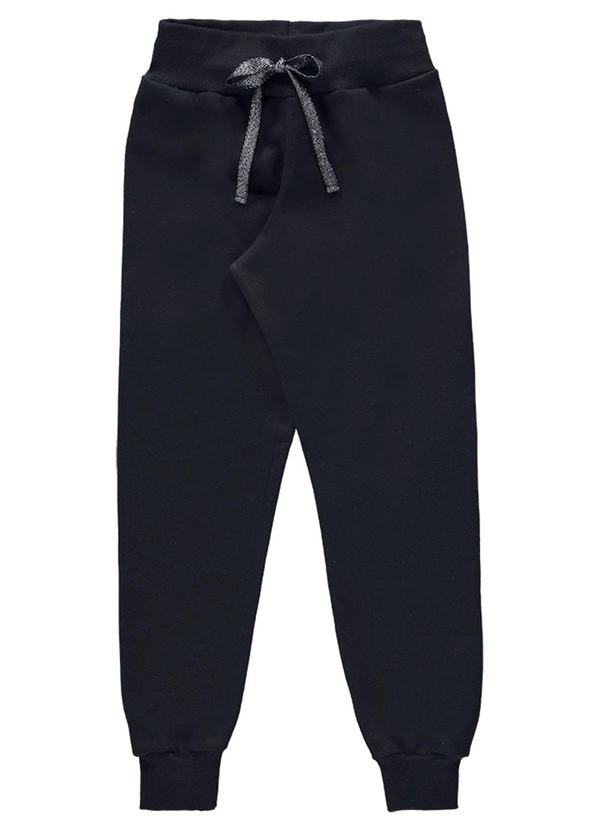 Marlan - Calça Unissex Moletom Liso com Punho Preto