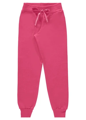 Marlan - Calça Unissex Moletom Liso com Punho Rosa - MARLAN