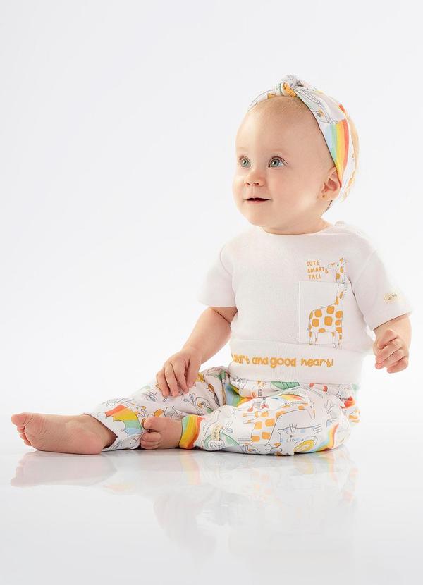 Up Baby - Calça Unissex para Bebê em Suedine Branco