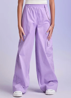 I Am - Calça Wide Cargo Lilás - I AM
