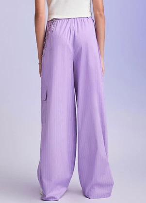 I Am - Calça Wide Cargo Lilás - I AM
