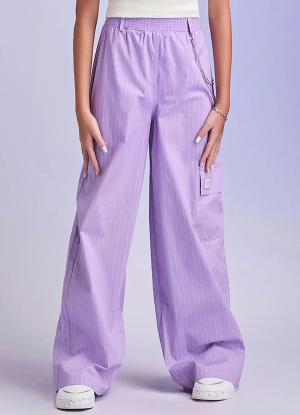 I Am - Calça Wide Cargo Lilás