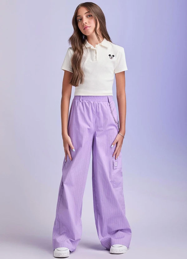 I Am - Calça Wide Cargo Lilás 3