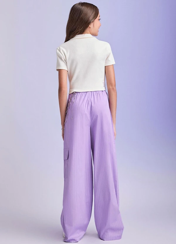 I Am - Calça Wide Cargo Lilás 4