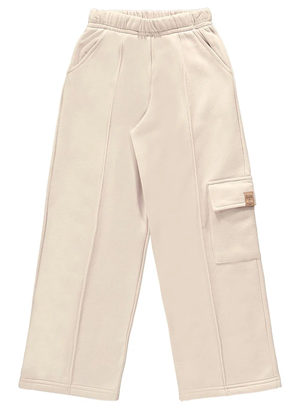 Gloss - Calça Wide Leg Básica Juvenil Bege 3