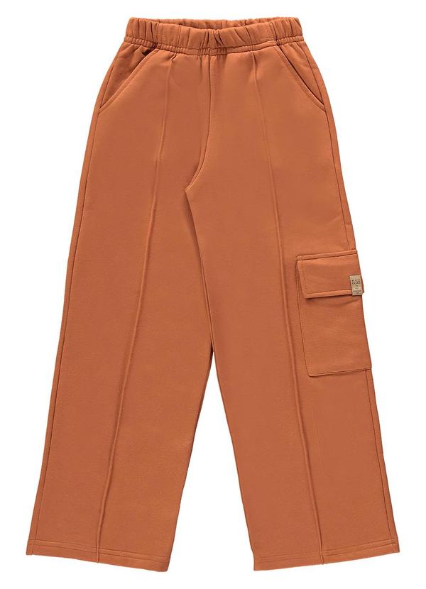 Gloss - Calça Wide Leg Básica Juvenil Marrom