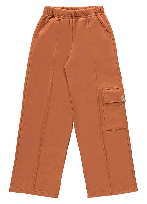 Gloss - Calça Wide Leg Básica Juvenil Marrom