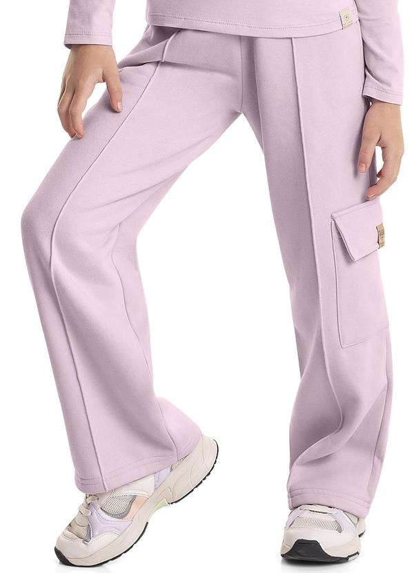 Gloss - Calça Wide Leg Básica Juvenil Rosa