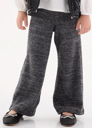 Up Baby - Calça Wide Leg Canelada Infantil Preto - UP BABY