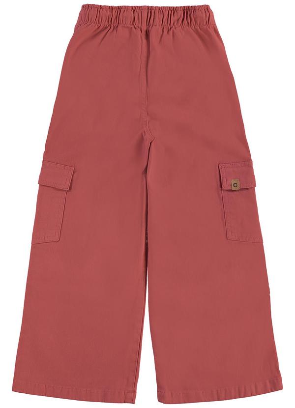 Carinhoso - Calça Wide Leg Cargo em Sarja Laranja 2