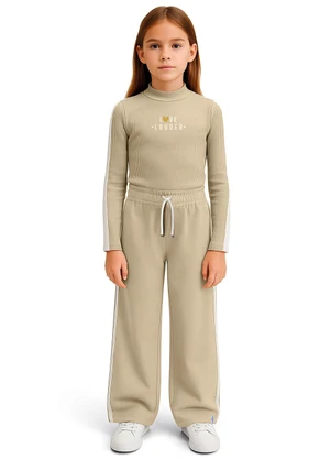 Malwee Kids - Calça Wide Leg em Cotton Areia - MALWEE KIDS