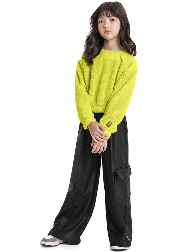 Gloss - Calça Wide Leg em Malha Cirrê Juvenil Preto 3