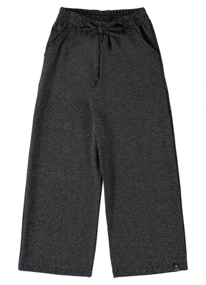 Gloss - Calça Wide Leg em Malha Juvenil Preto - GLOSS
