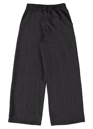 Gloss - Calça Wide Leg em Malha Juvenil Preto - GLOSS