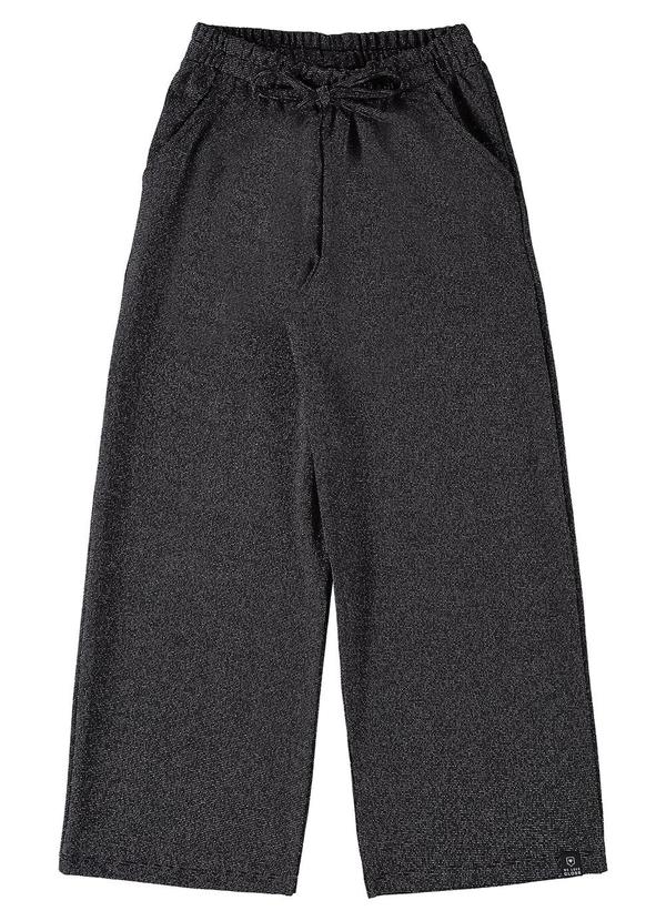 Gloss - Calça Wide Leg em Malha Juvenil Preto