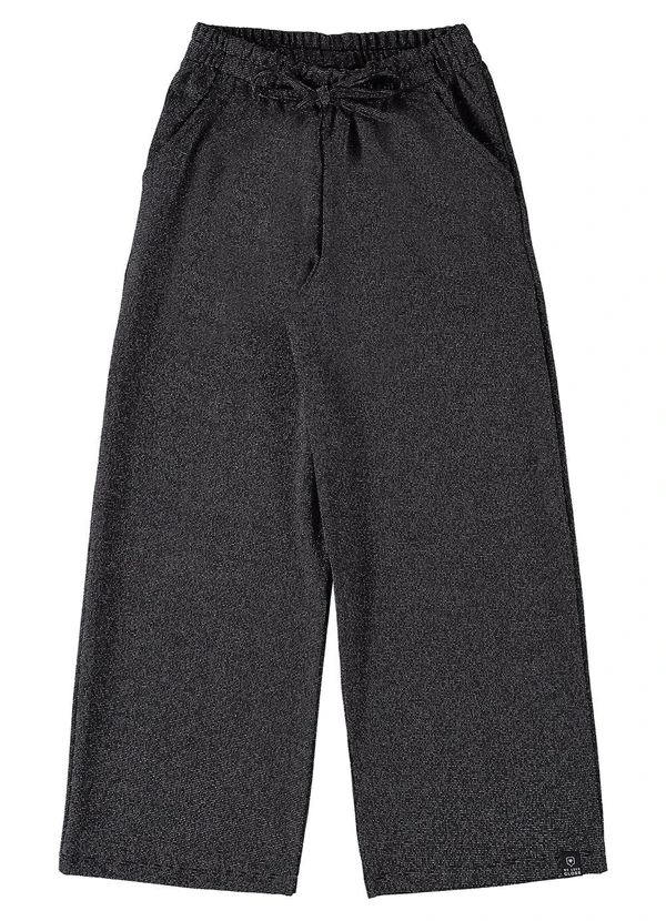 Gloss - Calça Wide Leg em Malha Juvenil Preto