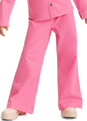 Quimby - Calça Wide Leg em Sarja Infantil Rosa - QUIMBY