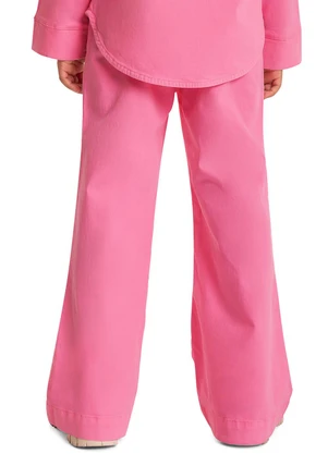 Quimby - Calça Wide Leg em Sarja Infantil Rosa - QUIMBY